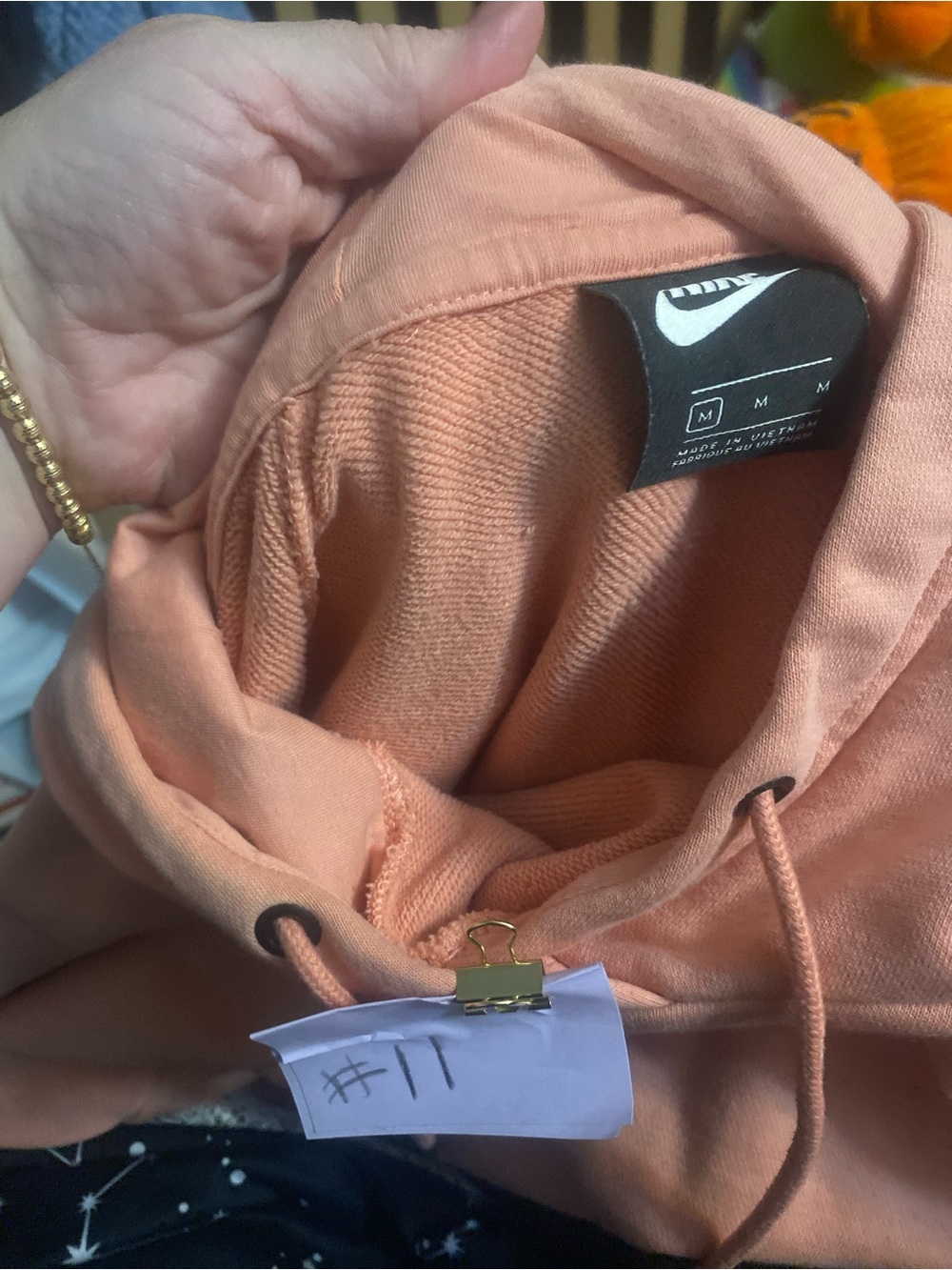 Nike Peach/Light Coral Hoodie with Drawstring cropped
